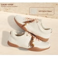 thumbnail image 4 of LUCKY STEP Retro Fashion Sneakers with Gum Sole Comfort Low Top Casual Shoes,Beige,Womens, 4 of 10