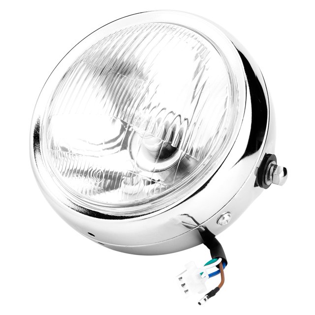 Motorcycle Headlight,Universal Motorcycle Retro Silver Motorcycle Front Headlight Headlight Maximized Efficiency