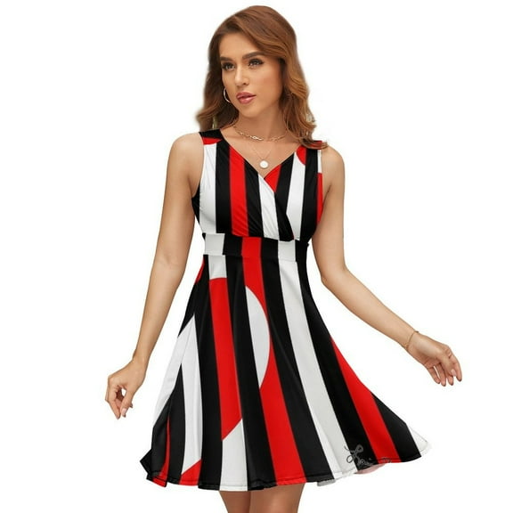 Black White And Red All Over! Sundress Sleeveless Dress Summer Women Clothes Dress for Women Dresses