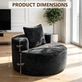 thumbnail image 6 of YVDNHP 37" Round Chair, Boneless Lounge Chair Indoor, Flannel Cloud Sofa with Pillow, Deep Seat Modern Accent Chairs for Living Room, Bedroom, No Assembly Required, Black, 6 of 8
