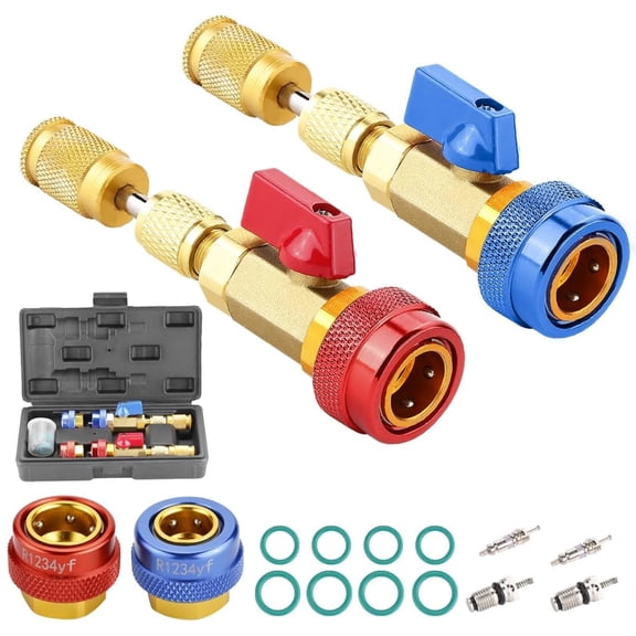 Automotive R134a R1234yf R22 Valve Core Remover Installer Tool Set, Auto Air Conditioning Repair AC Valve Core Removal Tool for Standard & Jra Valve Core Couplers