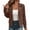 Brown #6, variant on KDDYLITQ Women's Coats Long Sleeve Lapel Collar Textured Slim Fit Fall Outerwear Asymmetrical Zip Jacquard Casual Athletic Lightweight Business Coats with Pockets Khaki M