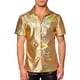 thumbnail image 1 of Camisetas Holográficas INSPIRE CHIC para hombres, cuello redondo, de manga corta, tops metálicos dorados S, 1 of 5