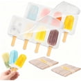 thumbnail image 1 of Moldes para Helados de Silicona Paquete de 2, 8 Cavidades Totales + 100 Palillos de Helado, Grado Alimenticio Sin BPA, Reutilizables para Paletas DIY, Postres y Mousse(2PCS-Blanco), 1 of 4