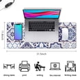 thumbnail image 5 of Long Mouse Pads for Desk,Blue Ethnic Geometric Patchwork Pattern Desk Mats on Top Of Desks, Desk Mouse Pad Extra Large with 3mm Non-Slip Base and Stitched Edge for Gaming,Office,Work,Home 31.5"x11.8", 5 of 6