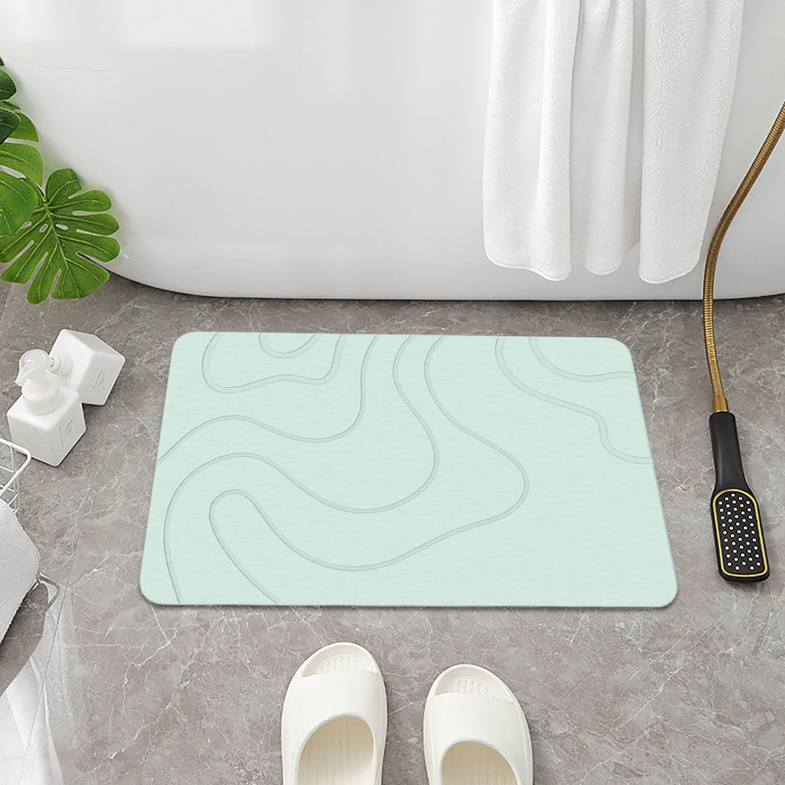 Diatomite Bath Mat - Super Absorbent Stone Shower Mat, Non- Quick Dry Bathroom Floor Mat - Eco-Friendly Diatomaceous Earth Design