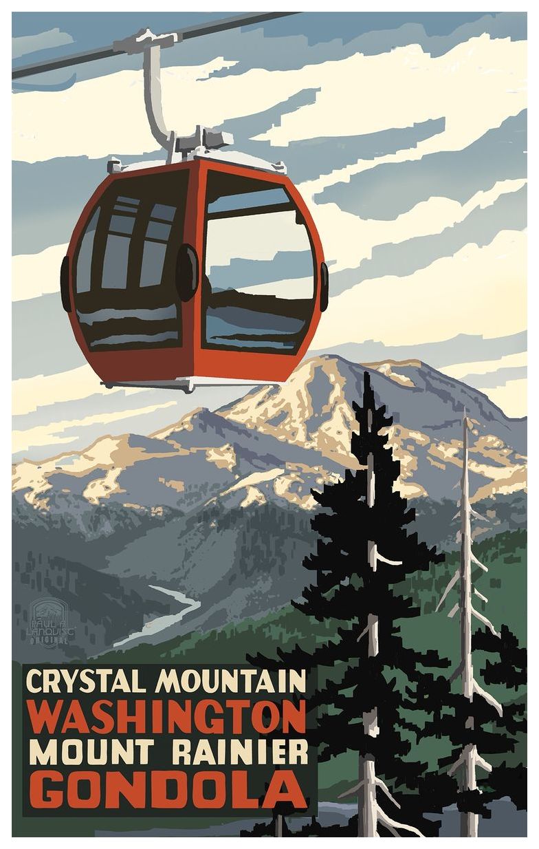 Crystal Mountain Mount Rainier Gondola Summer Giclee Art Print Poster
