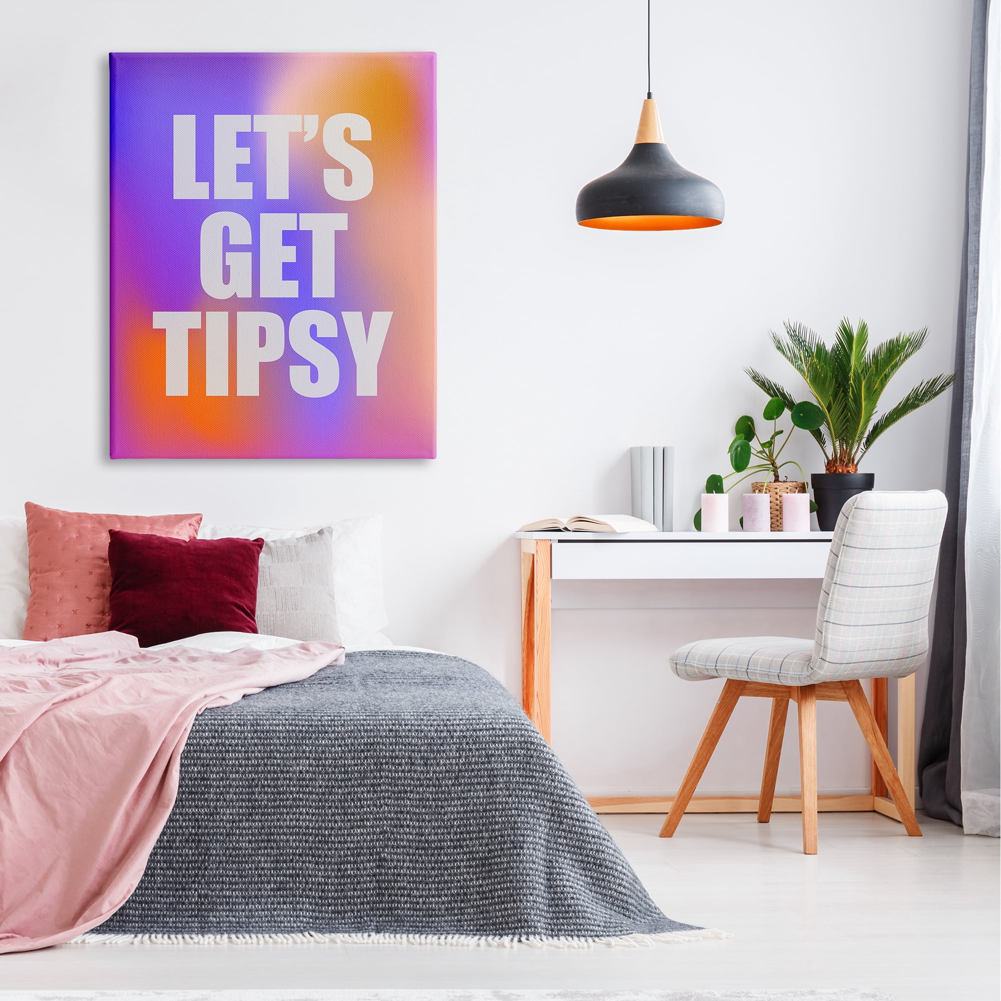 Stupell Industries Bold Let's Get Tipsy Inspirational Painting Gallery Wrapped Canvas Art Print Wall Art, 36 x 48