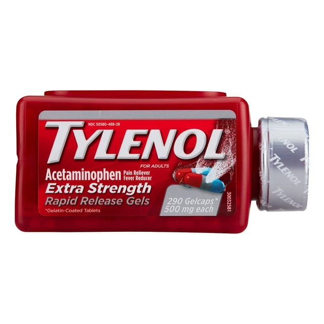 Tylenol Extra Strength Rapid Release Gelcaps, 500 mg. Acetaminophen, 290 ct.