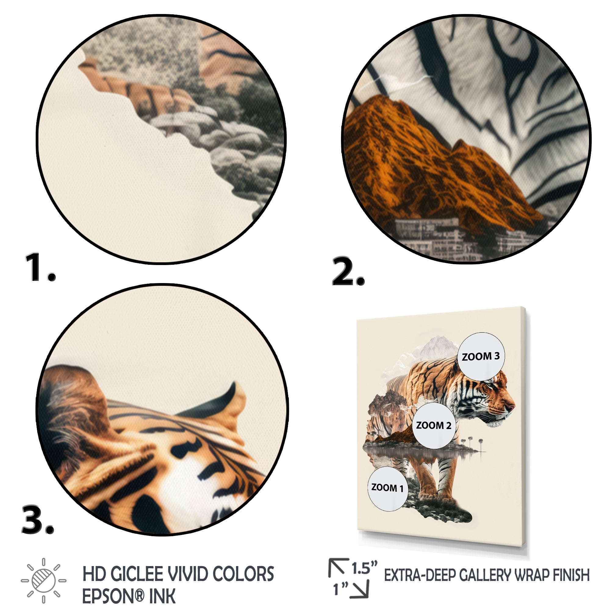 Designart Double Exposure Of A Tiger With African Landscape I Canvas Wall Art