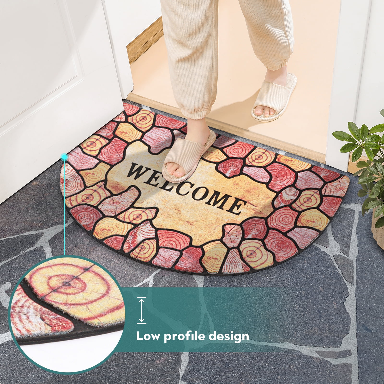 Heeneeso XZ32 Outdoor Rug Checkered Door Mat, Machine Washable Doormat Indoor Absorbent