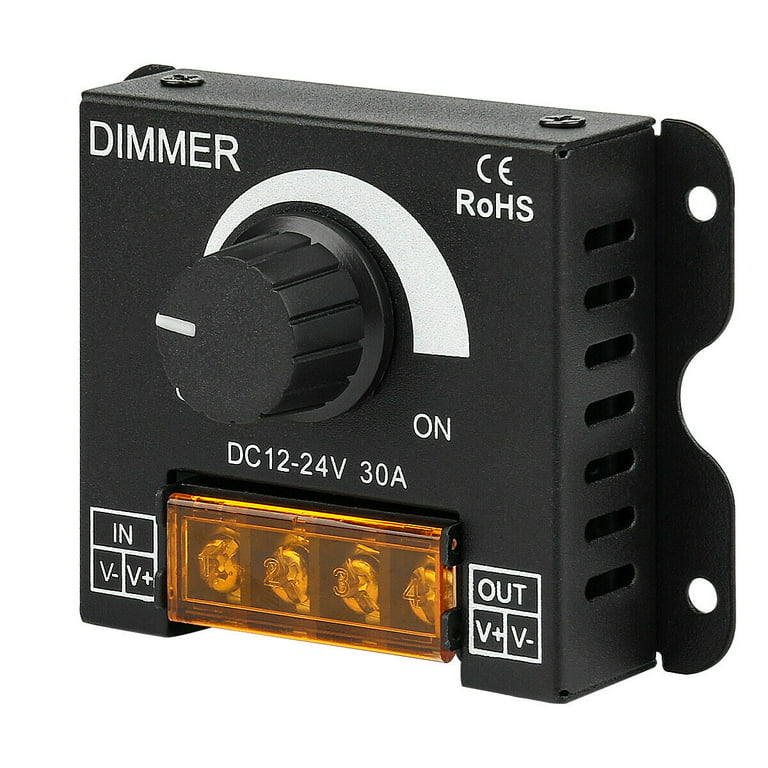 SUPERNIGHT LED Light Strip Dimmer DC 12V-24V 30A PWM Dimming Controller for  Dimmer Knob Adjust Brightness ON/Off Switch for 5050 3538 Single Color Tape  