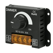 SUPERNIGHT LED Light Strip Dimmer, DC 12V-24V 30A PWM Dimming Controller for Dimmer Knob Adjust Brightness ON/Off Switch with Aluminum Housing (Aluminum Dimmer)