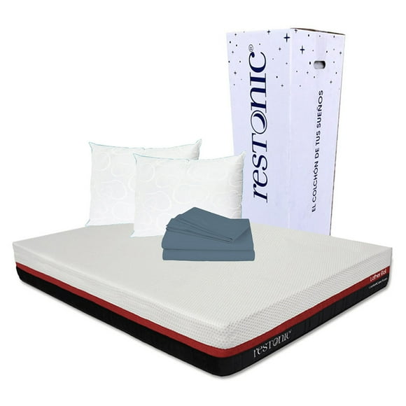 Colchón Queen Size + Sabanas + 2 Almohadas Osos Restonic Lather