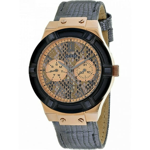 GUESS U0289L4,Ladies Dress Sport,Multi-function,Two tones,Gold Tone,Stainless Steel Case,Leather Strap,WR