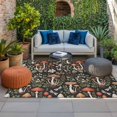 thumbnail image 2 of Thanksgiving Mushrooms Outdoor Rug for Patio/Deck/Porch, Non-Slip Large Area Rug 3 x 5 Ft, Country Leaves Botanical Black Indoor Outdoor Rugs Washable Area Rugs, Reversible Camping Rug Carpet Runner, 2 of 8