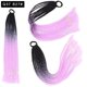 thumbnail image 1 of Zhuge 2 extensiones de cabello trenzado de colores con cola de caballo, accesorios para extensiones de cabello trenzado con bandas de goma sintéticas para mujeres, de negro a violeta claro, 1 of 2