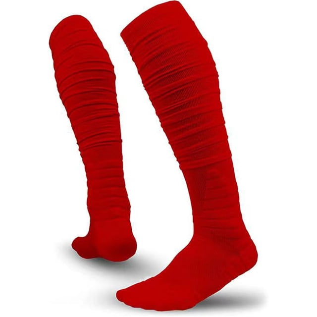 Chaussettes Rouges Longues Chaussettes de Football Coton Peigné avec Soutien de Cheville Chaussettes Rembourrées Jusqu'aux Genoux Chaussette Tube Jeunesse Adulte