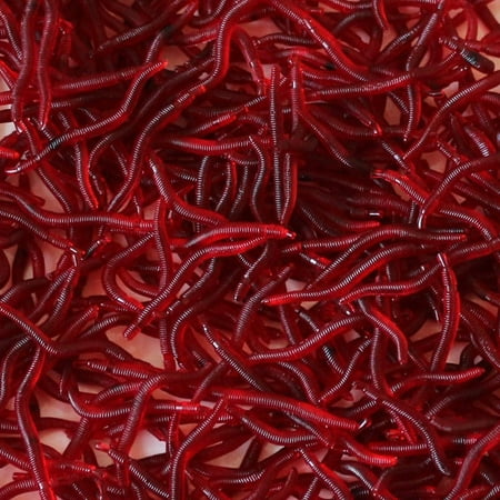 100Pcs Silicone Red Worm Soft Lures Earthworm Rubber Baits Shrimp Bass Carp