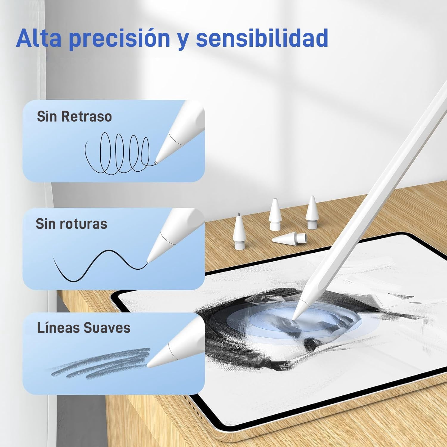 6 Pack Replacement Stylus Tips, Wear-Resistant Metal Nibs Compatible with Touchscreen Pens and Tablets
