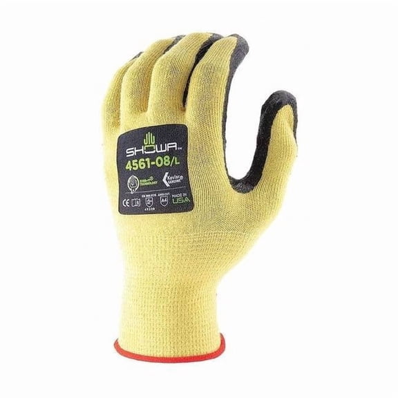 Showa Knit Gloves, Cut Level A4 ,Dipped ,Nitrile ,Grip ,L 1 PR 4561L-08-V