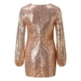 thumbnail image 5 of New Years Eve Dresses For Women Sequins Patch Deep Casual Party Dress, 5 of 7