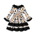 thumbnail image 2 of EnJoCho Robe Citrouille d'Halloween pour Filles, Tunique à Manches Longues Évasées, Robe de Fête Plissée pour Automne Hiver, Tenue Mignonne, 2 of 6