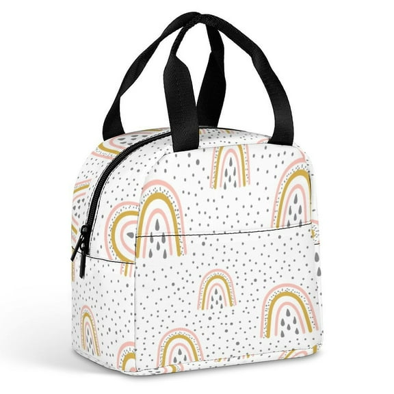 Orange Pattern Large Capacity Lunch Bag Insulated Lunch Box for Men Women Travel Office Picnic Portable Lunch Tote Bag