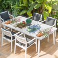 thumbnail image 2 of Spring Floral Table Cloths for 4 Foot Rectangle Tables, Wooden Elegant Pastoral Flowers Patio Waterproof Elastic Fitted Tablecloths, Washable Rectangular Table Cover for Camping, 2 of 8