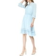 thumbnail image 5 of INSPIRE CHIC Women's Layered Ruffle Hem 3/4 Sleeves Smocked Chiffon A-Line Dress L Blue, 5 of 9
