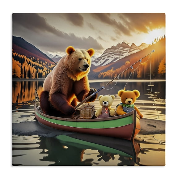 Stupell Industries Farmhouse Bear & Friends on Boat Canvas Art, 17 x 17, by Alina Georgescu