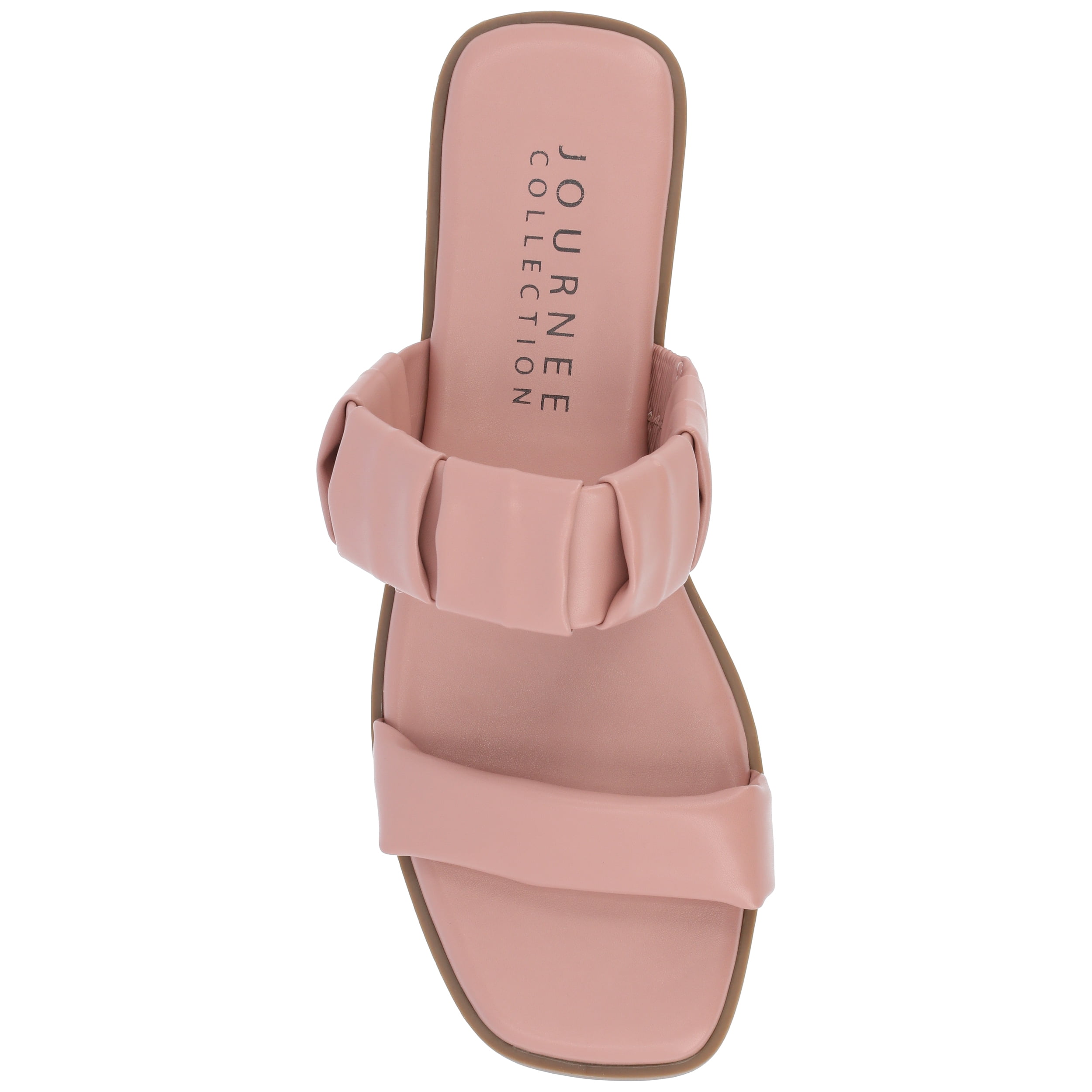 Journee Womens Pegie Slip On Faux Leather Flat Sandals