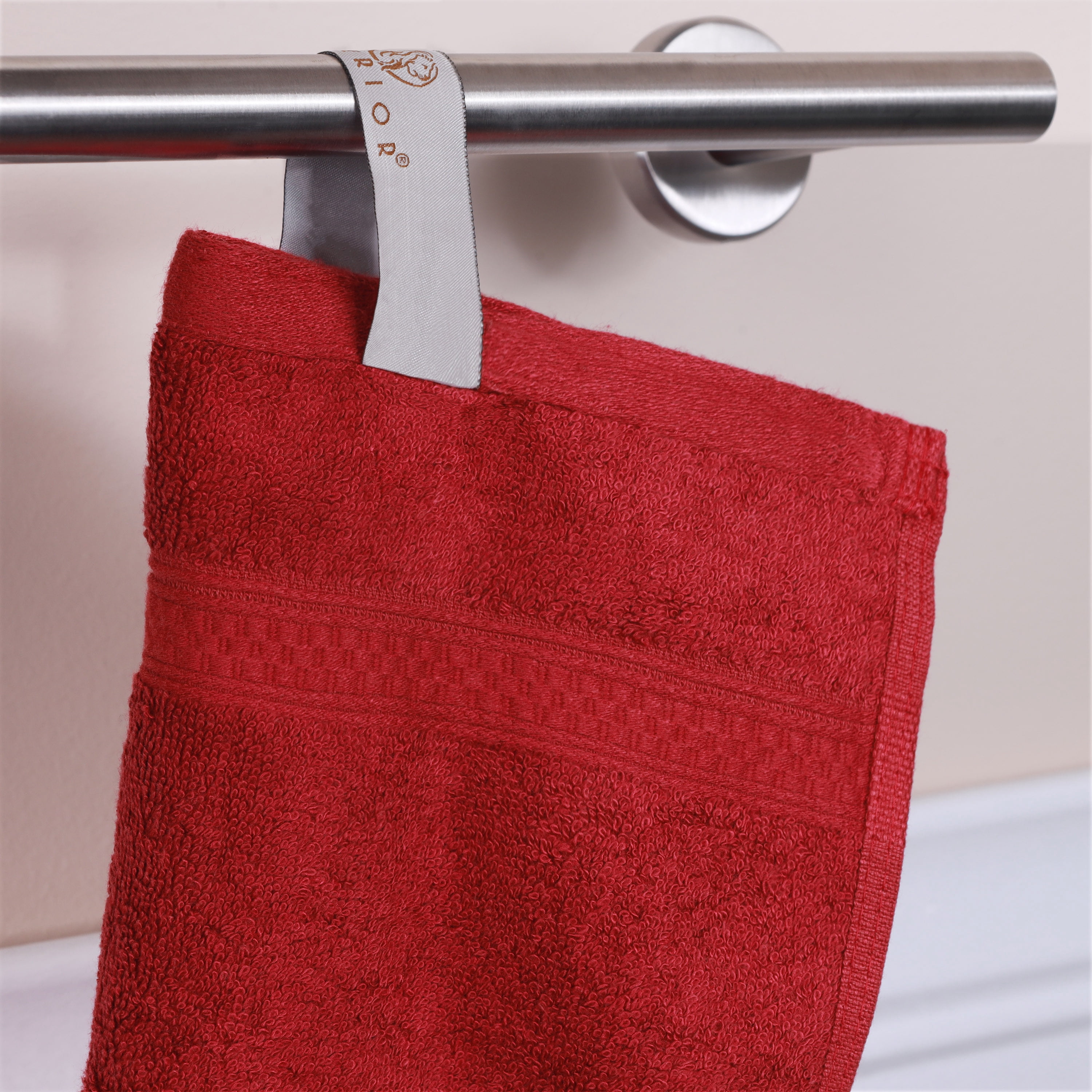 Meadowcove Rayon from Bamboo and Cotton Blend Solid 6-Piece Hand Towel Set , Crimson by Blue Nile Mills
