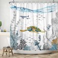 thumbnail image 2 of Mizhona Nautical Sea Turtle Shower Curtain Ocean Coastal Theme with Corals Bathroom Curtain Decor 72"X72", 2 of 5