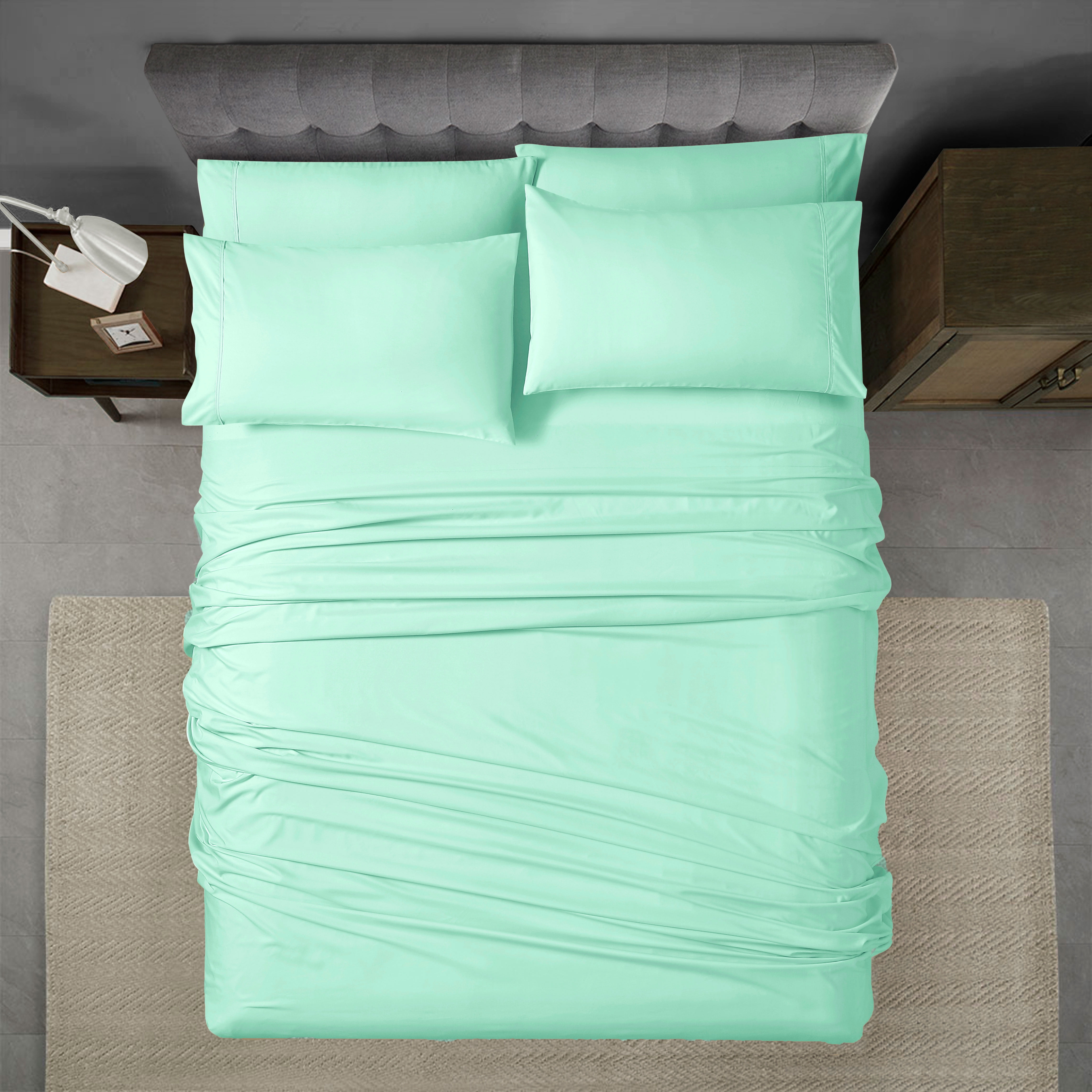 Swift Home Luxury 4-Piece Sheet Set with Extra Pillow Case, Twin, Sea Foam
