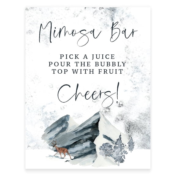 Koyal Wholesale Winter Woodland Mimosa Bar Party Sign 8.5x11 Cardstock Decor