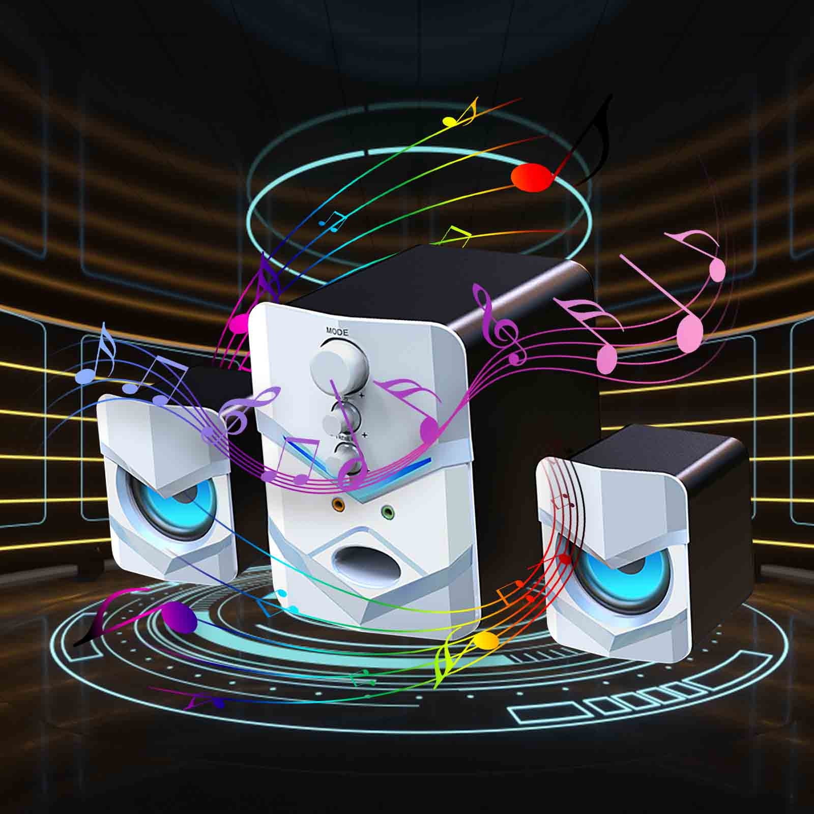 Bluetooth Computer Speakers,Compact Computer Speaker with Subwoofer,Desktop Multimedia Speaker Deep Bass Channel,with Ambient Light,for Wedding Party