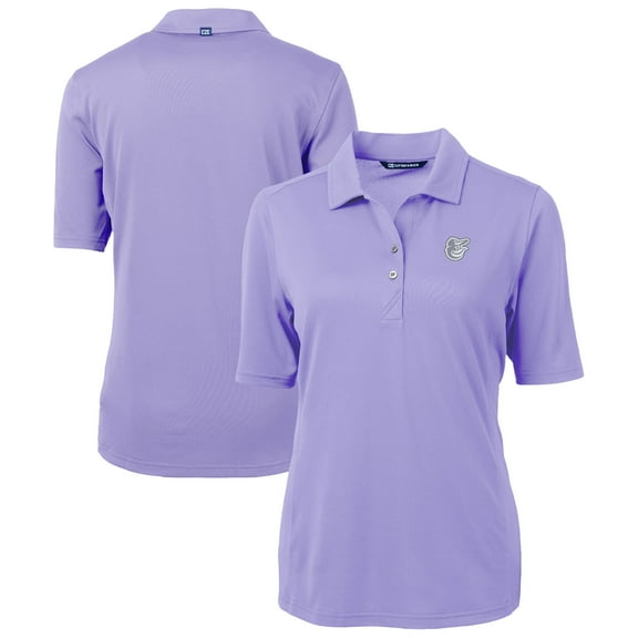 Women's Cutter & Buck Lavender Baltimore Orioles Virtue Eco Pique Recycled Half-Sleeve Polo