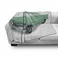 thumbnail image 3 of Cars Soft Flannel Fleece Throw Blanket, Veteran Classical Green Car Historic Vintage Vehicle in Cartoon Style, Cozy Plush for Indoor and Outdoor Use, 50" x 70", Mint Green Pale Grey, by Ambesonne, 3 of 6