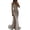 Silver, variant on Joernso Elegant V-Neck Off Shoulder Maxi Dress Sequin Pleated Short Sleeve Waist Tight Evening Party Prom Dress Slim Split Long Dress