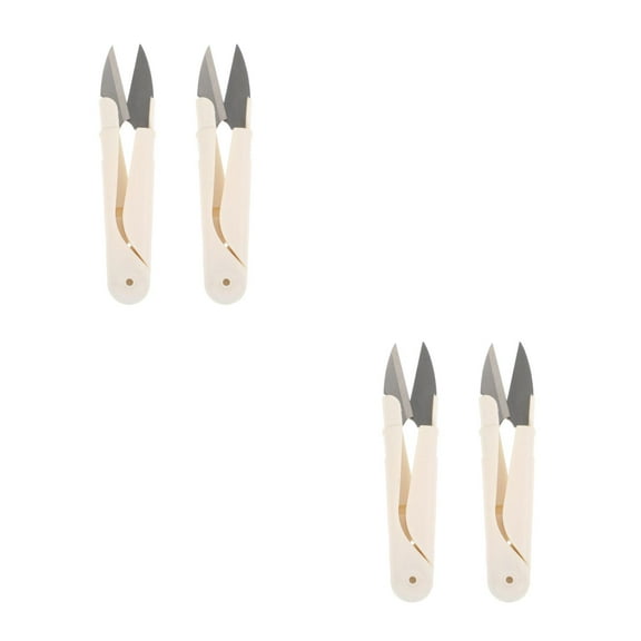 MLINS 4 Pcs  Small U Shape Sewing Scissor Practical Trimming Tool Household Versatile Handcraft Cutter With Cap