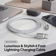 thumbnail image 3 of Powertek USB-A to Lightning Cable, Fast Charging iPhone Charger Cord, Durable Tangle-Resistant Sync Cable, White Glitter, 6FT, 3 of 7