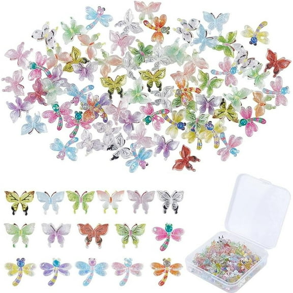 1 Set DIY Butterfly Dragonfly Resin Making Kits Mixed Color 9~11x11~12x2.5~3.5mm