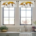 thumbnail image 3 of LALILO Kitchen Curtain Valance Globe Map Golden Rod Pocket Window Curtain 52"x 18" Set of 2, 3 of 7