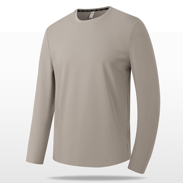 pstuiky camisa de manga larga para hombre, Camiseta informal de cuello redondo para hombre, camiseta deportiva informal falsa, camiseta de cuello redondo de manga larga camisetas de hombre m
