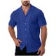 thumbnail image 1 of Mens Casual de Manga Corta Botón Abajo Camisas Cuello Turndown Color Sólido Botón Blusa, Suelto Ajuste Poliéster Camisa de Verano, Lavado de Manos Casual, 1 of 7