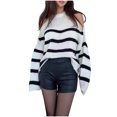 thumbnail image 3 of Women's Off Shoulder Sweater Top Long Sleeve Pullover Round Neck Loose Fit Solid Color Casual Daily Wear Work Office Vacation Outfits Versatile Layering Piece Wardrobe, 3 of 4
