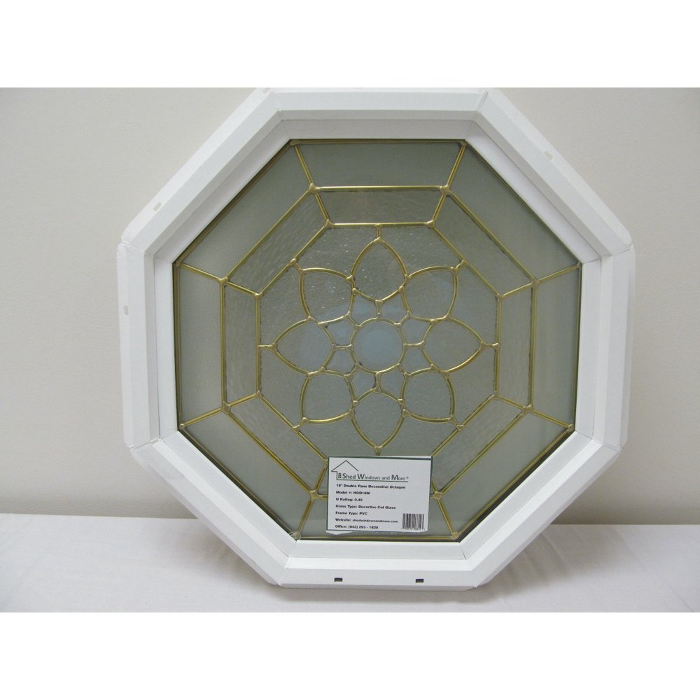 Octagon Cut Glass Window Decorative 18" Triple Pane Tempered Glass PVC