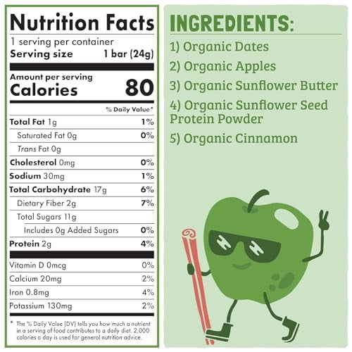 Skout Organic Apple Pie Kids Snack Bars (18 Pack) | Organic Snacks for Kids | School Snacks & Lunch Snacks | No Refined Sugar | Vegan | Gluten, Dairy, Peanut, Seed Oil Free