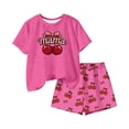 thumbnail image 5 of WPPGONE 2 Piece Little Girls Pajama Set Short Sleeve Mama Cherry Graphic Top and Printed Shorts Breathable Cotton Lounge Wear Summer Sleepwear Casual Outfits Apparel, 5 of 6